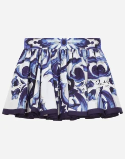 Majolica-print poplin skirt