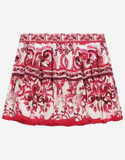 Majolica-print poplin skirt