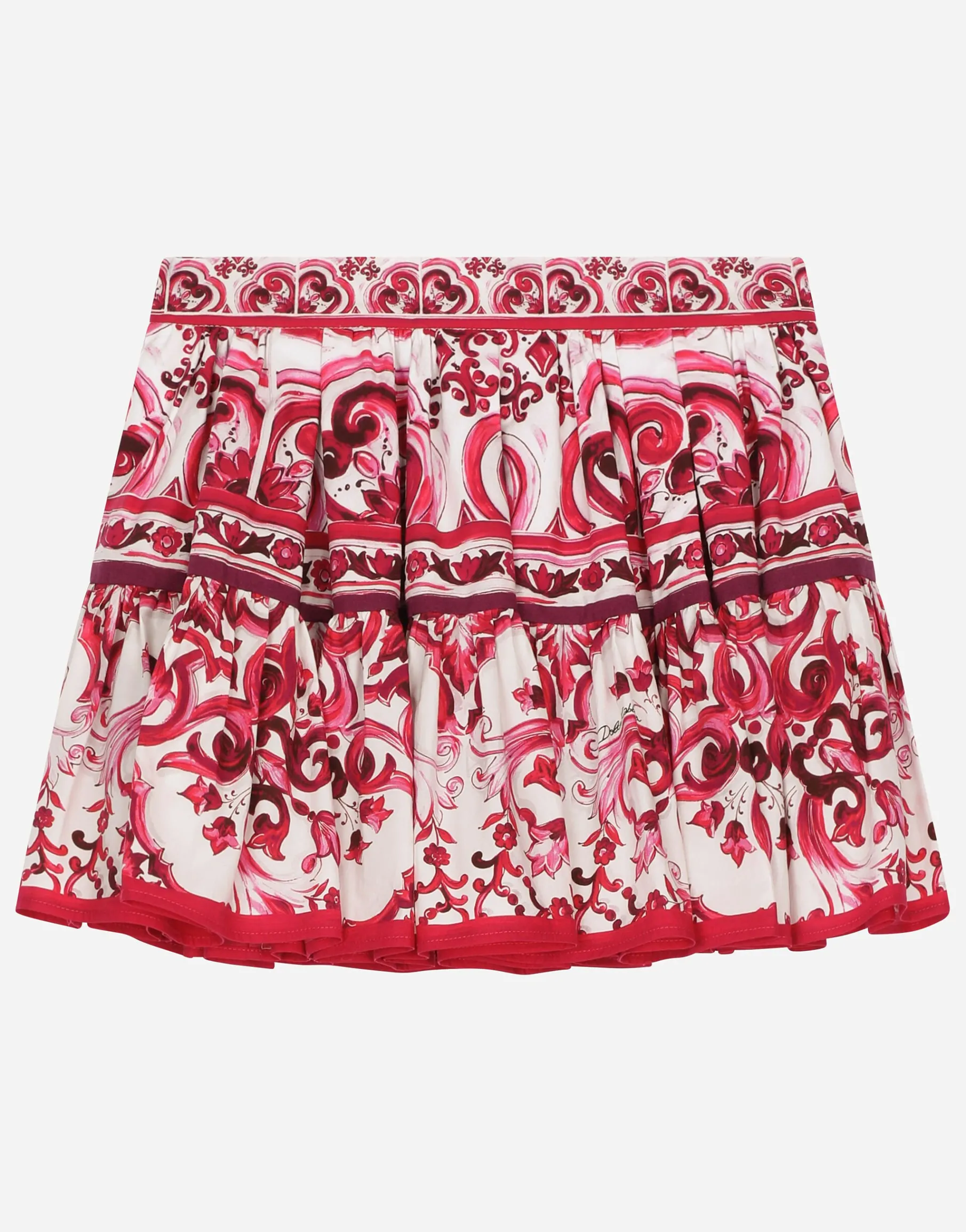 Majolica-print poplin skirt