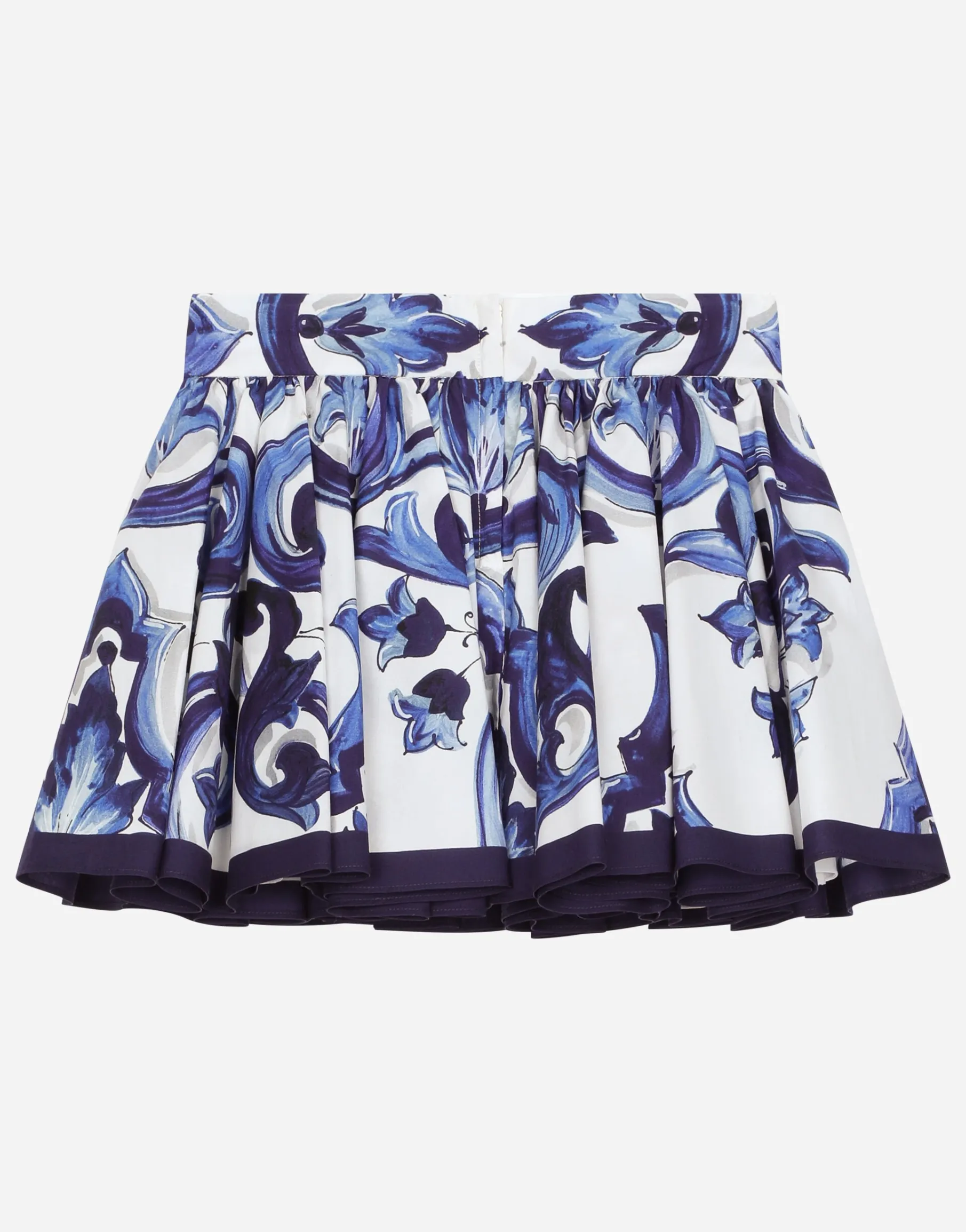 Majolica-print poplin skirt