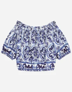 Majolica-print poplin top