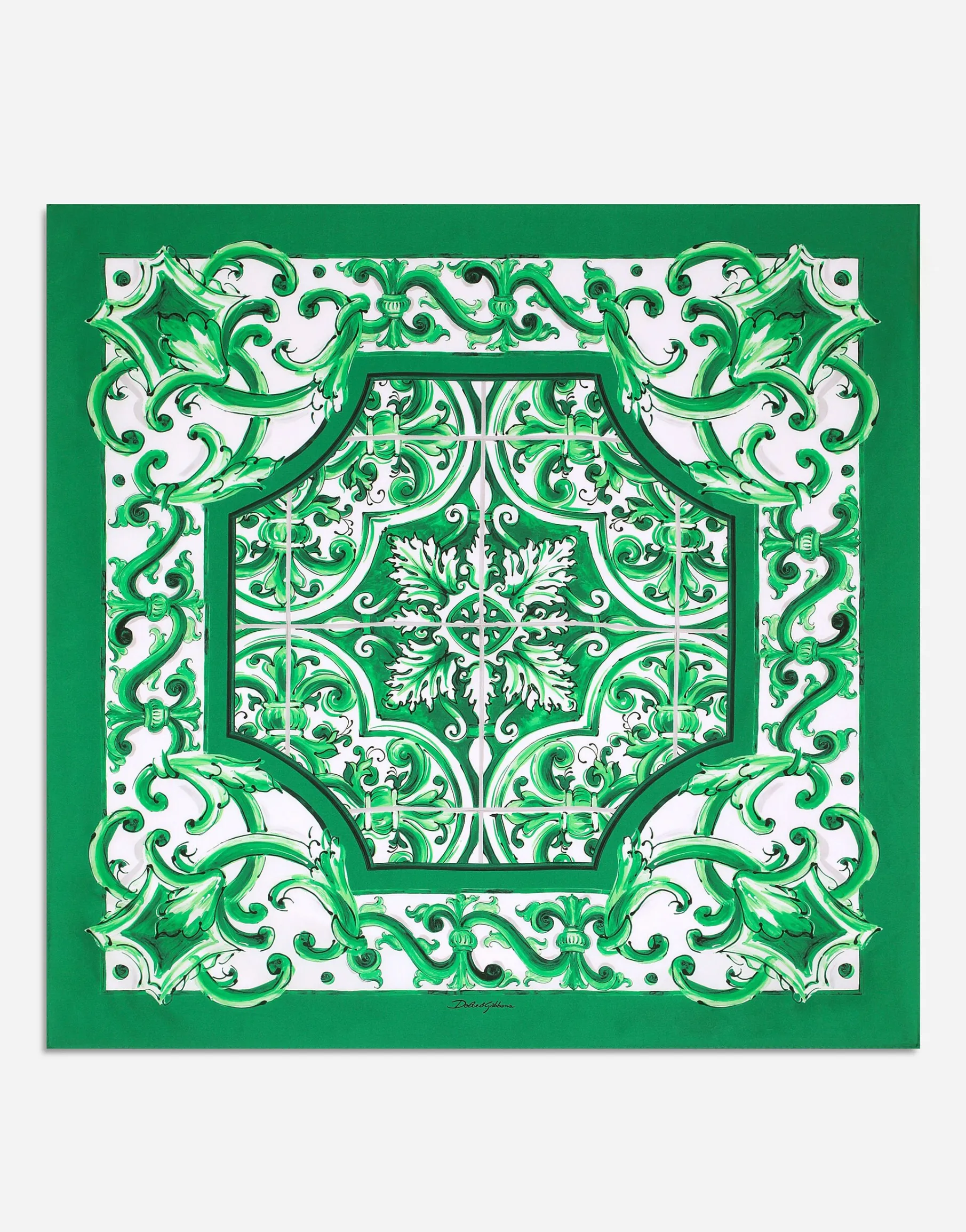 Majolica-print silk bandanna (70x70)