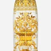 Majolica-print silk charmeuse calf-length skirt