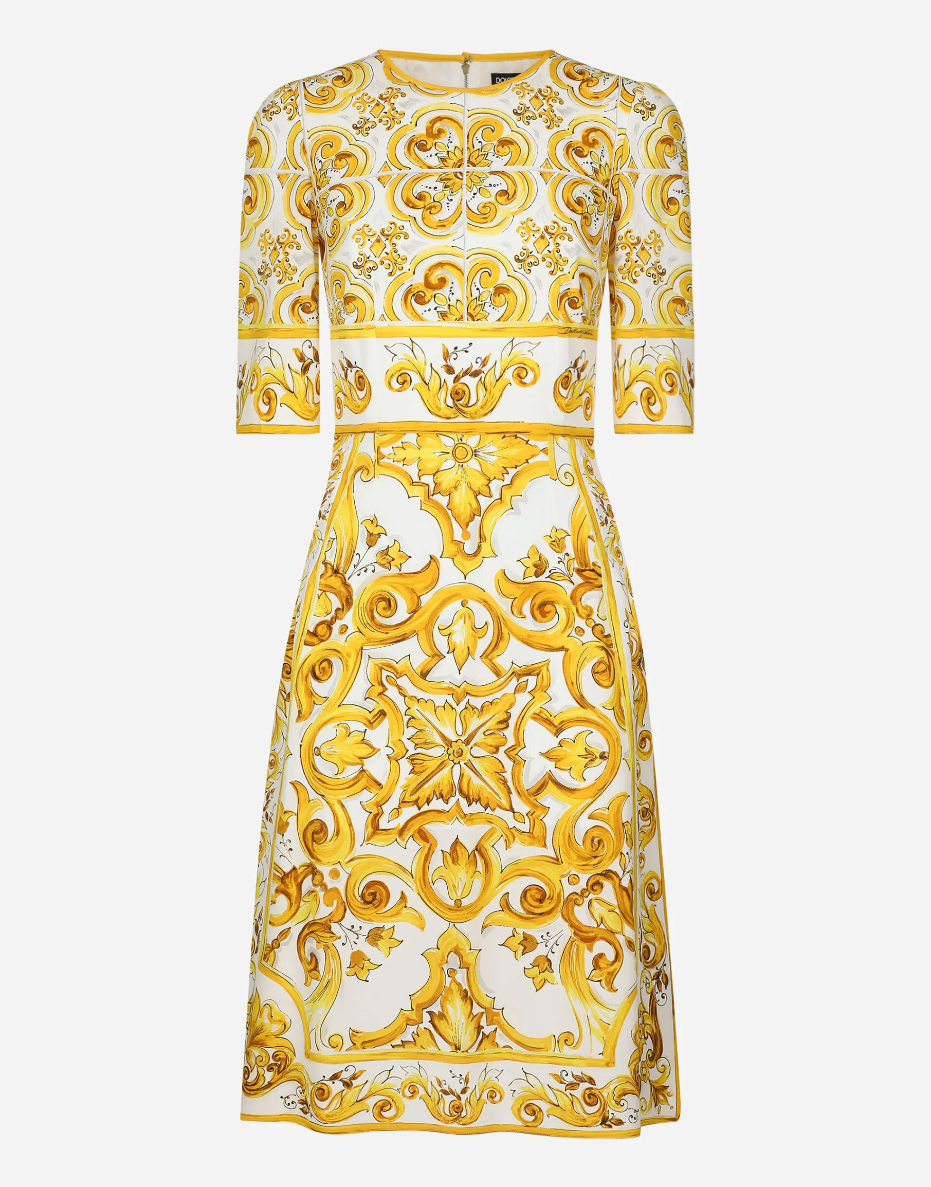 Majolica-print silk charmeuse midi dress