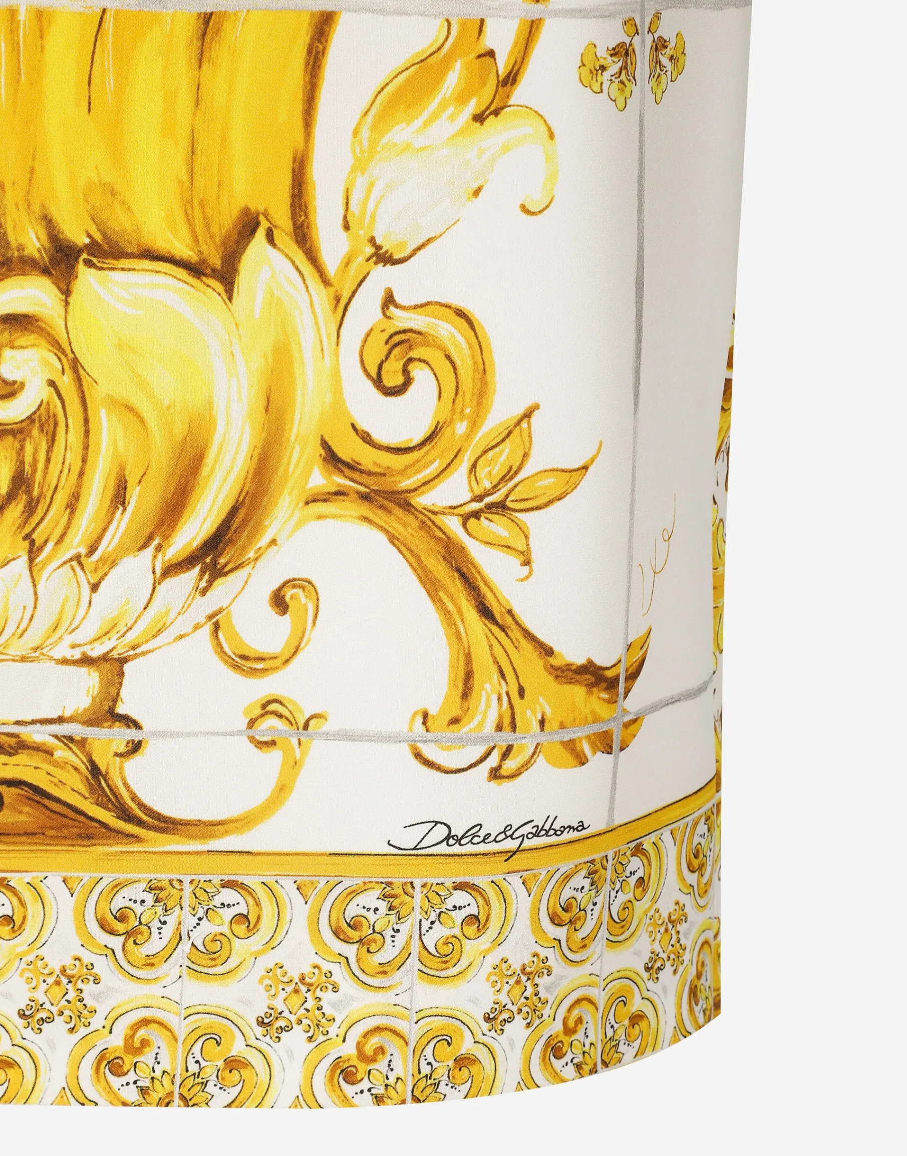 Majolica-print silk charmeuse calf-length skirt