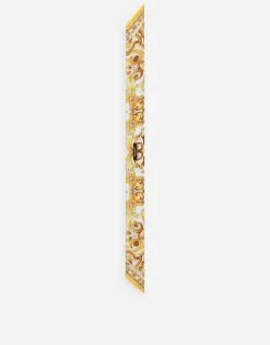 Majolica-print silk twill headscarf (6x100)