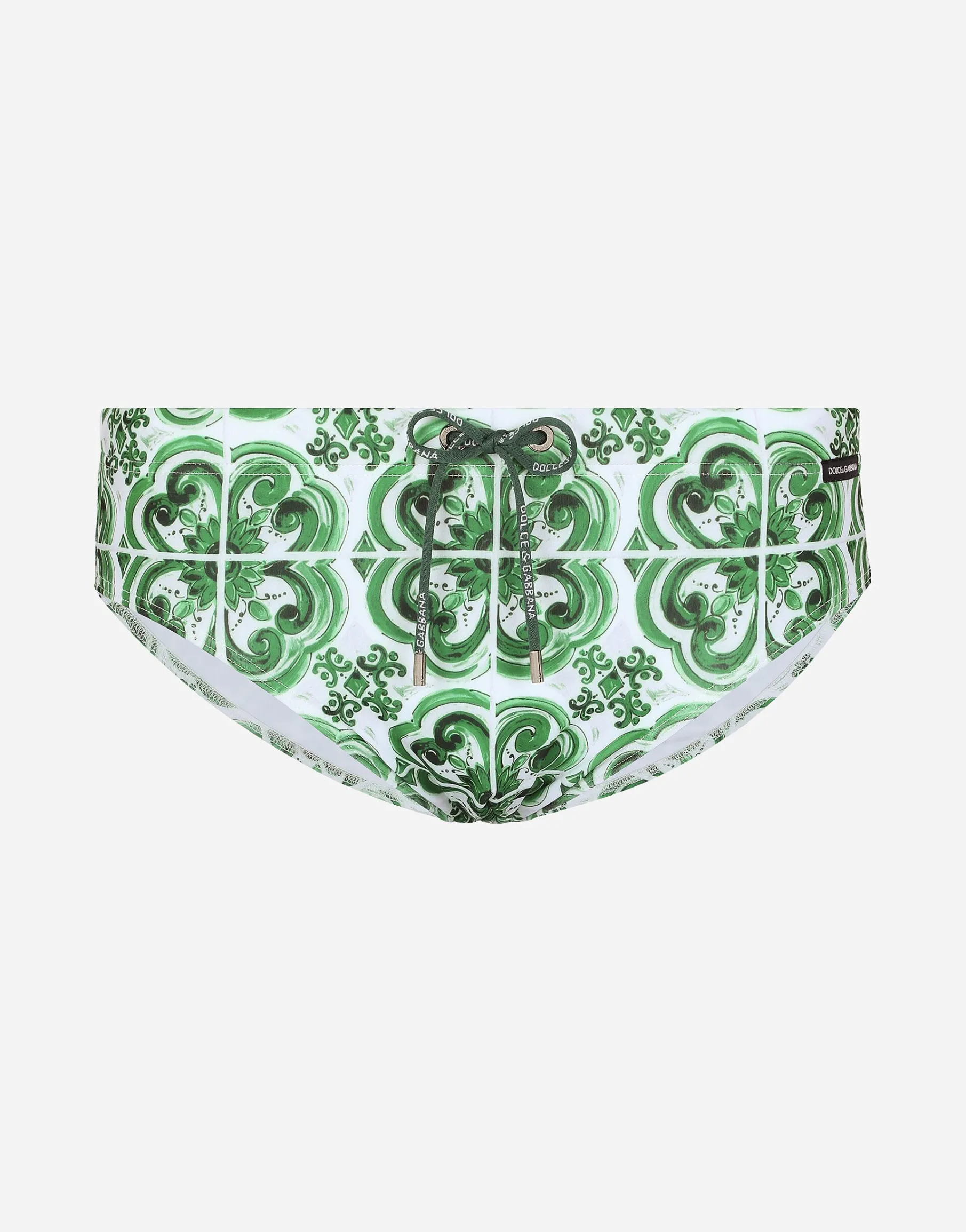 Majolica-print swim briefs with high-cut leg