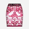 Majolica-print technical jersey short skirt
