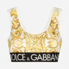 Majolica-print technical jersey top with branded elastic band