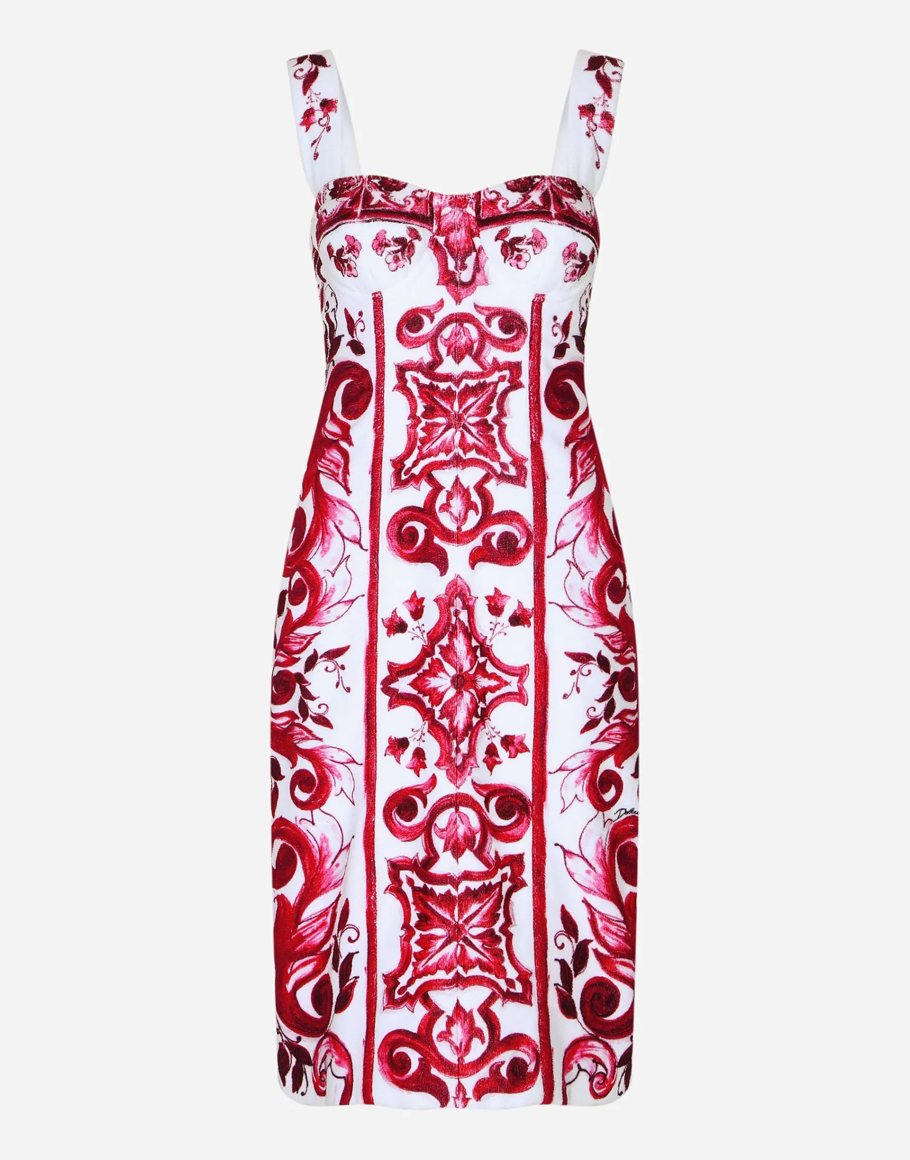 Majolica-print terrycloth midi dress