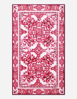 Majolica-print terrycloth beach towel