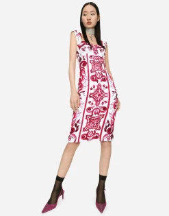 Majolica-print terrycloth midi dress