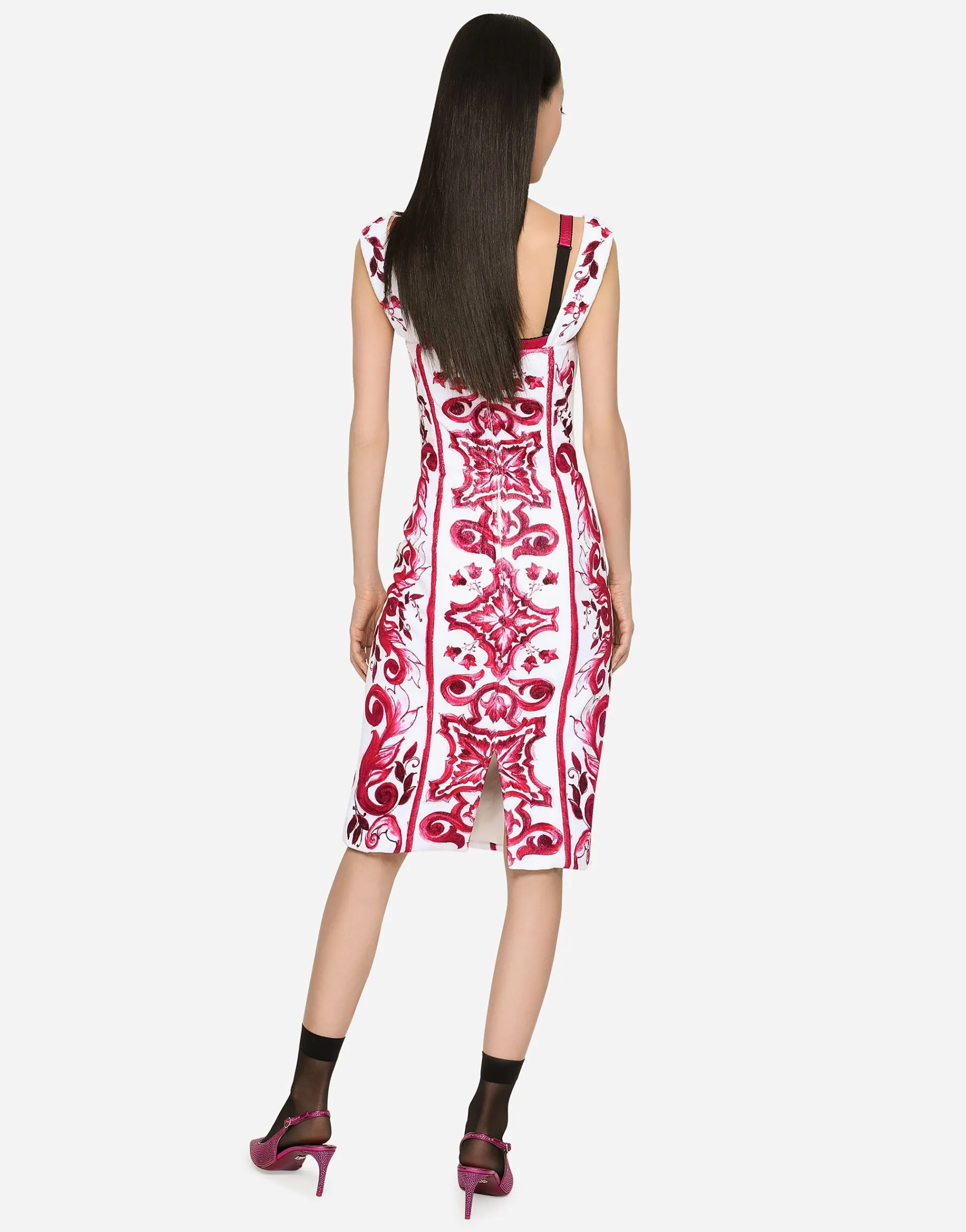Majolica-print terrycloth midi dress