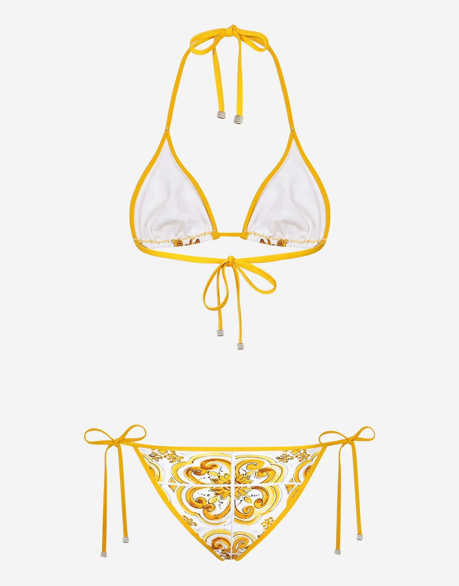 Majolica-print triangle bikini