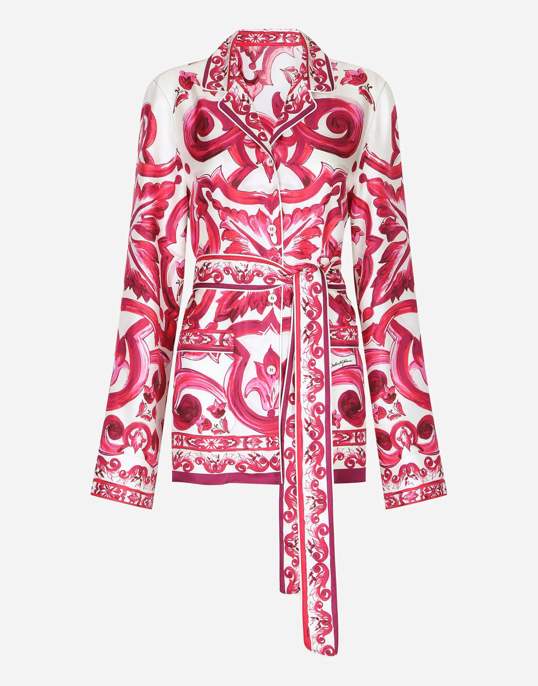 Majolica-print twill pajama shirt