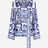 Majolica-print twill pajama shirt