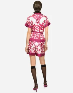 Majolica-print twill pajama shorts