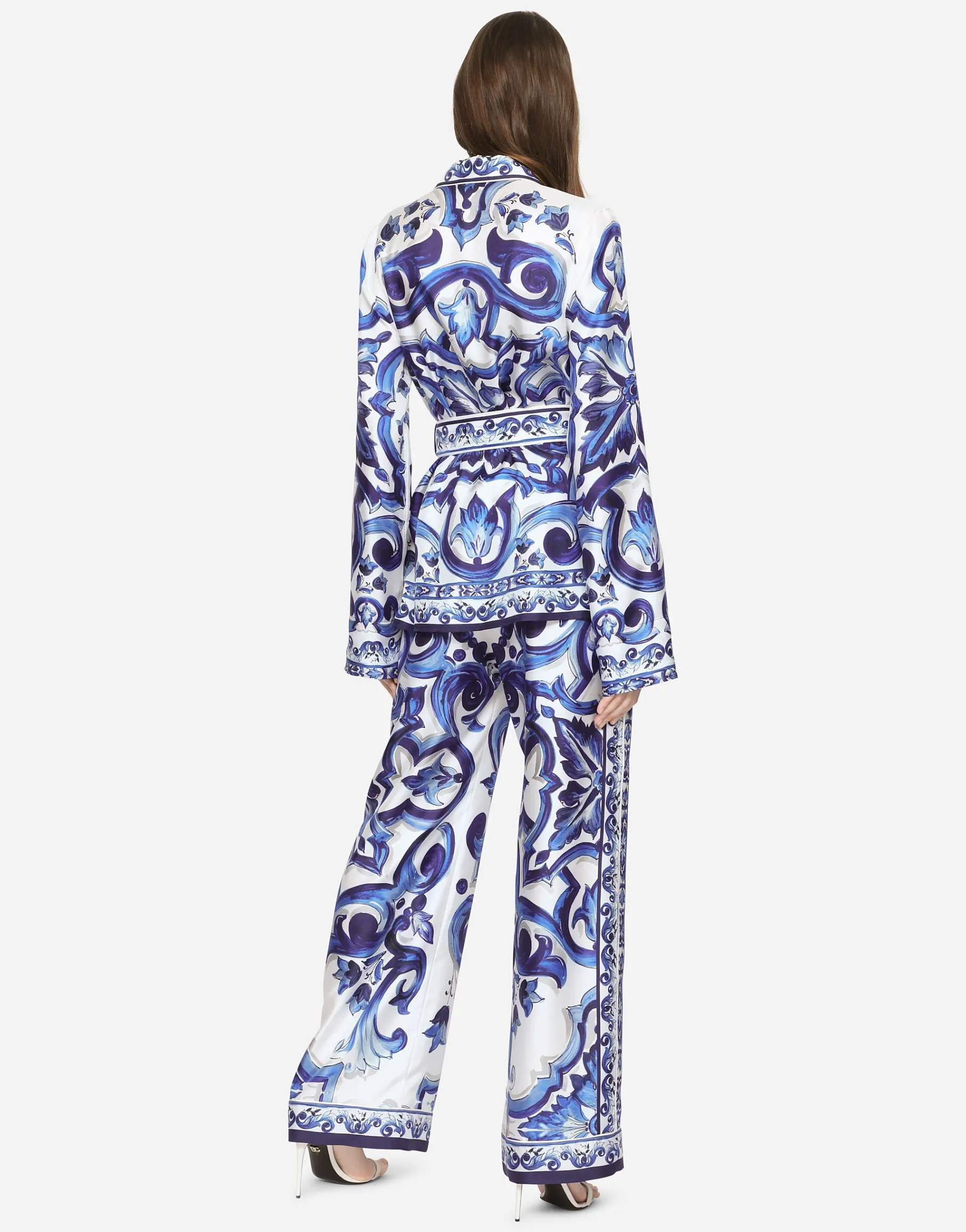 Majolica-print twill pajama shirt
