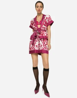 Majolica-print twill pajama shorts
