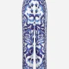 Majolica-print twill pants