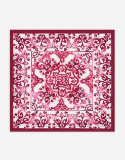 Majolica-print twill scarf (70 x 70)