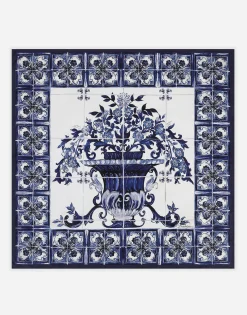 Majolica-print twill scarf (90 x 90)