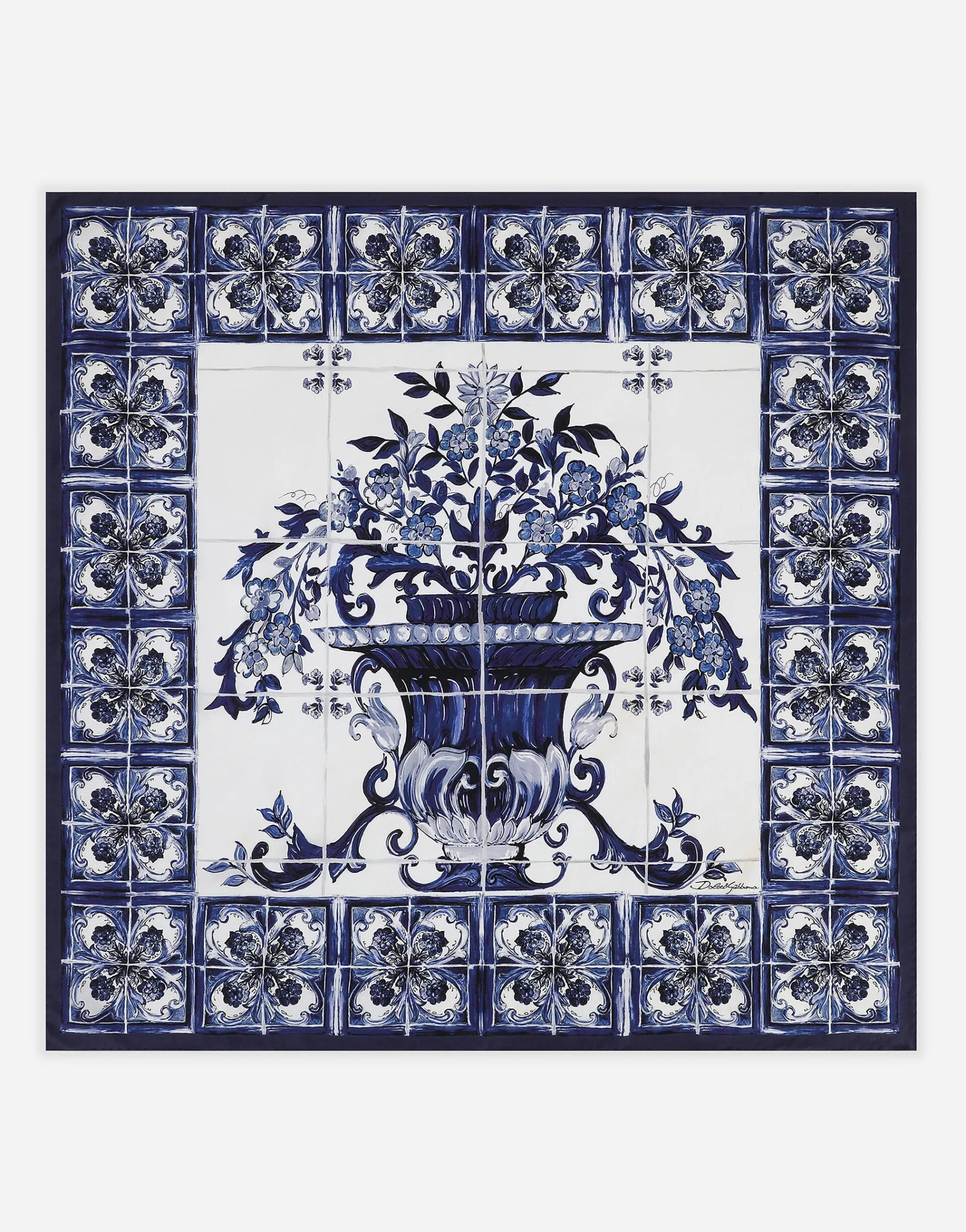 Majolica-print twill scarf (90 x 90)