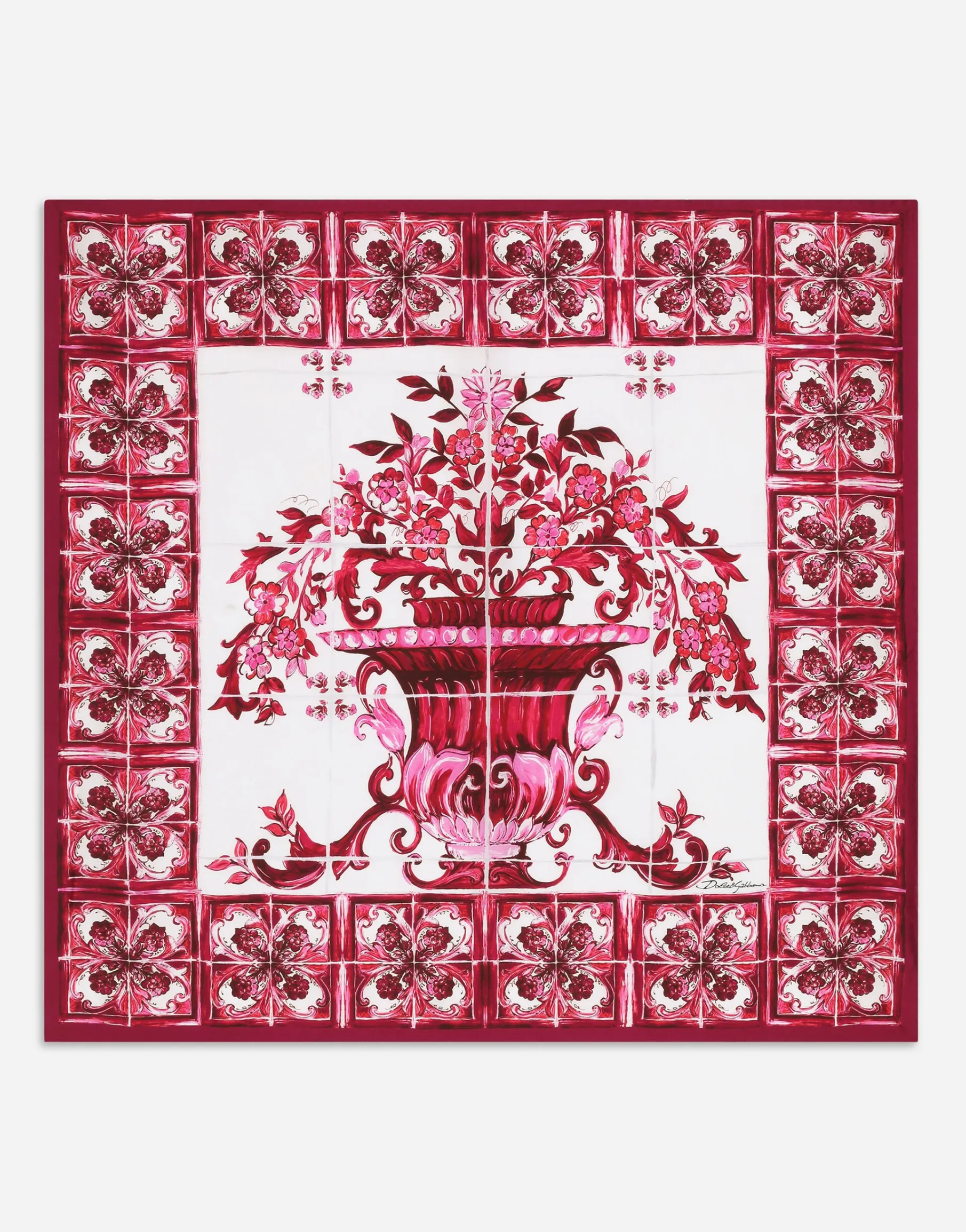 Majolica-print twill scarf (90 x 90)