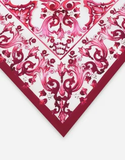 Majolica-print twill scarf (70 x 70)