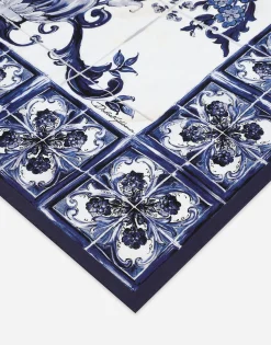 Majolica-print twill scarf (90 x 90)
