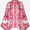 Majolica-print twill shirt with slits