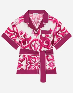 Majolica-print twill shirt