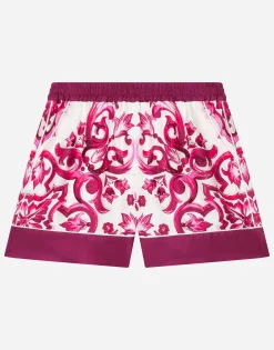 Majolica-print twill shorts