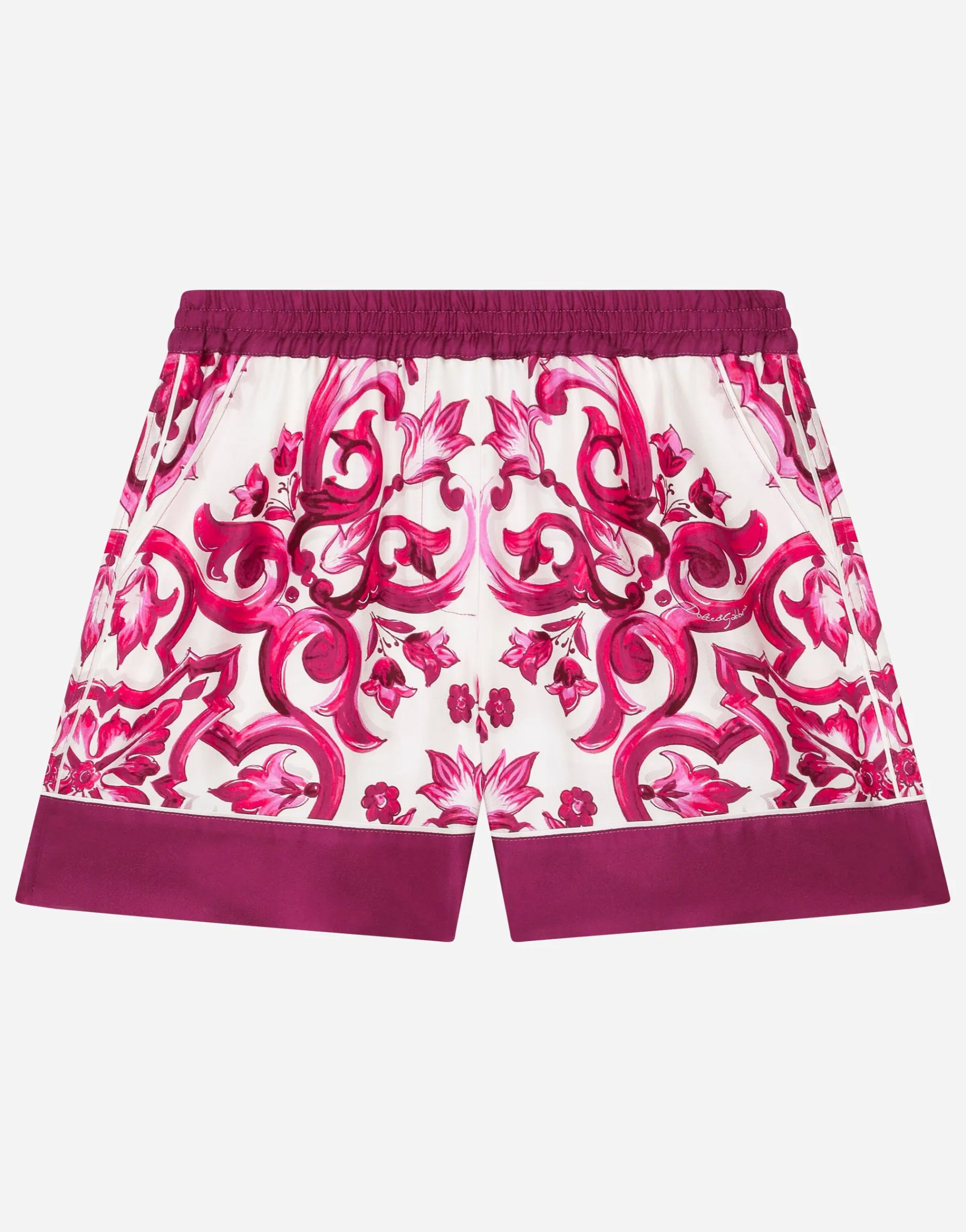 Majolica-print twill shorts