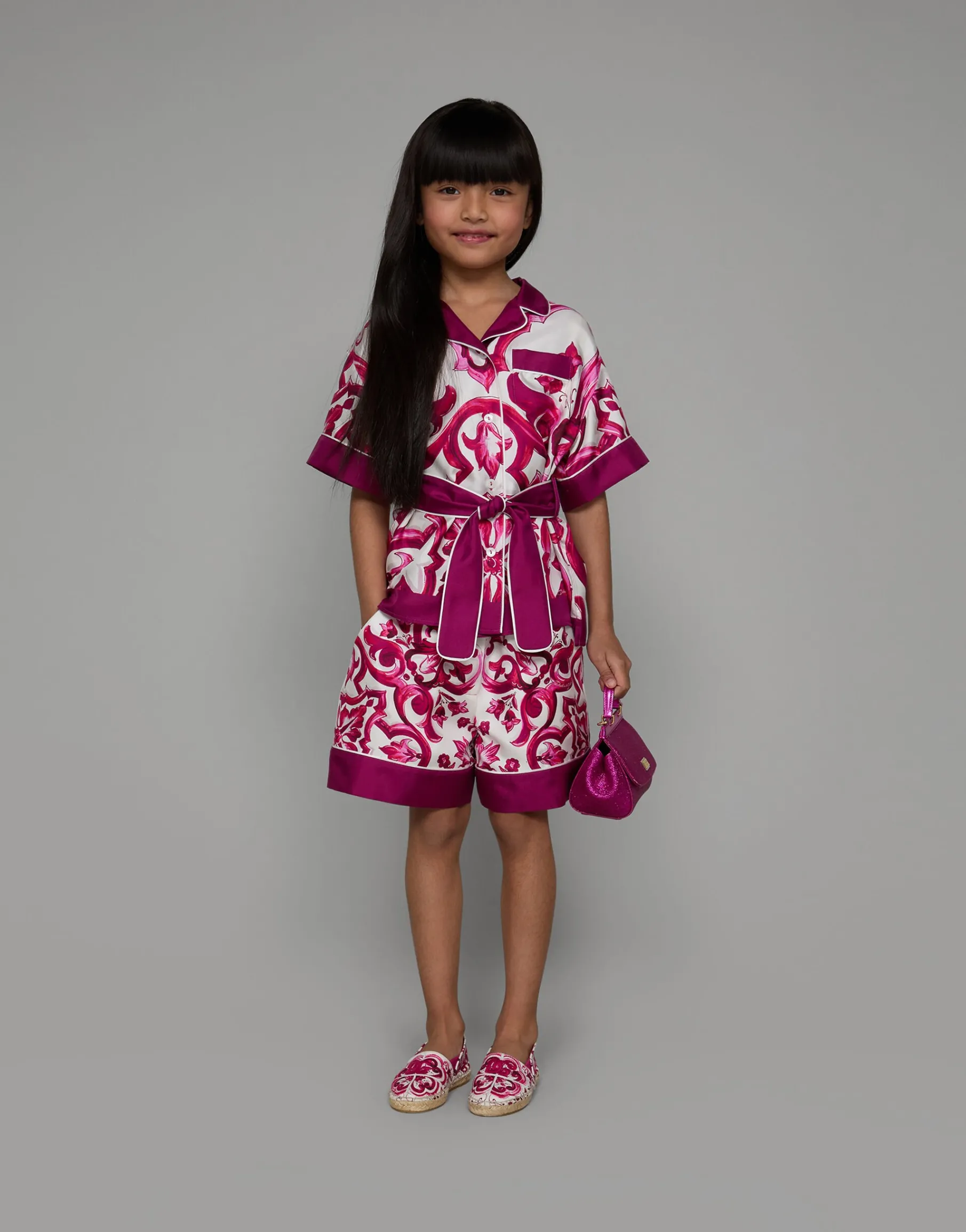 Majolica-print twill shorts