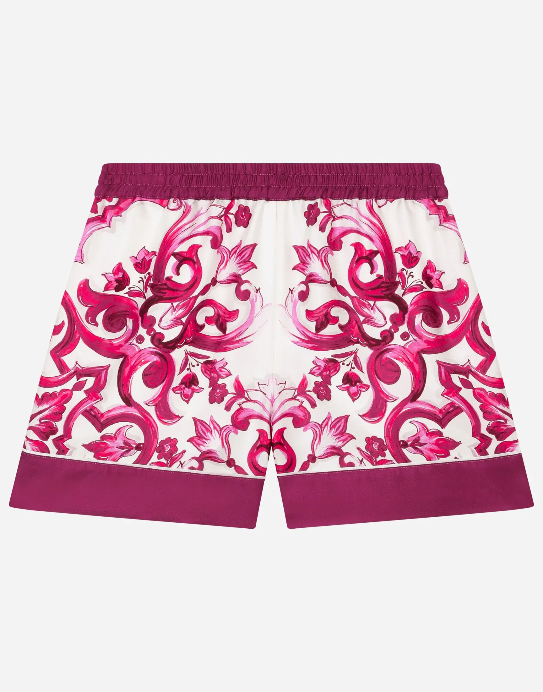 Majolica-print twill shorts