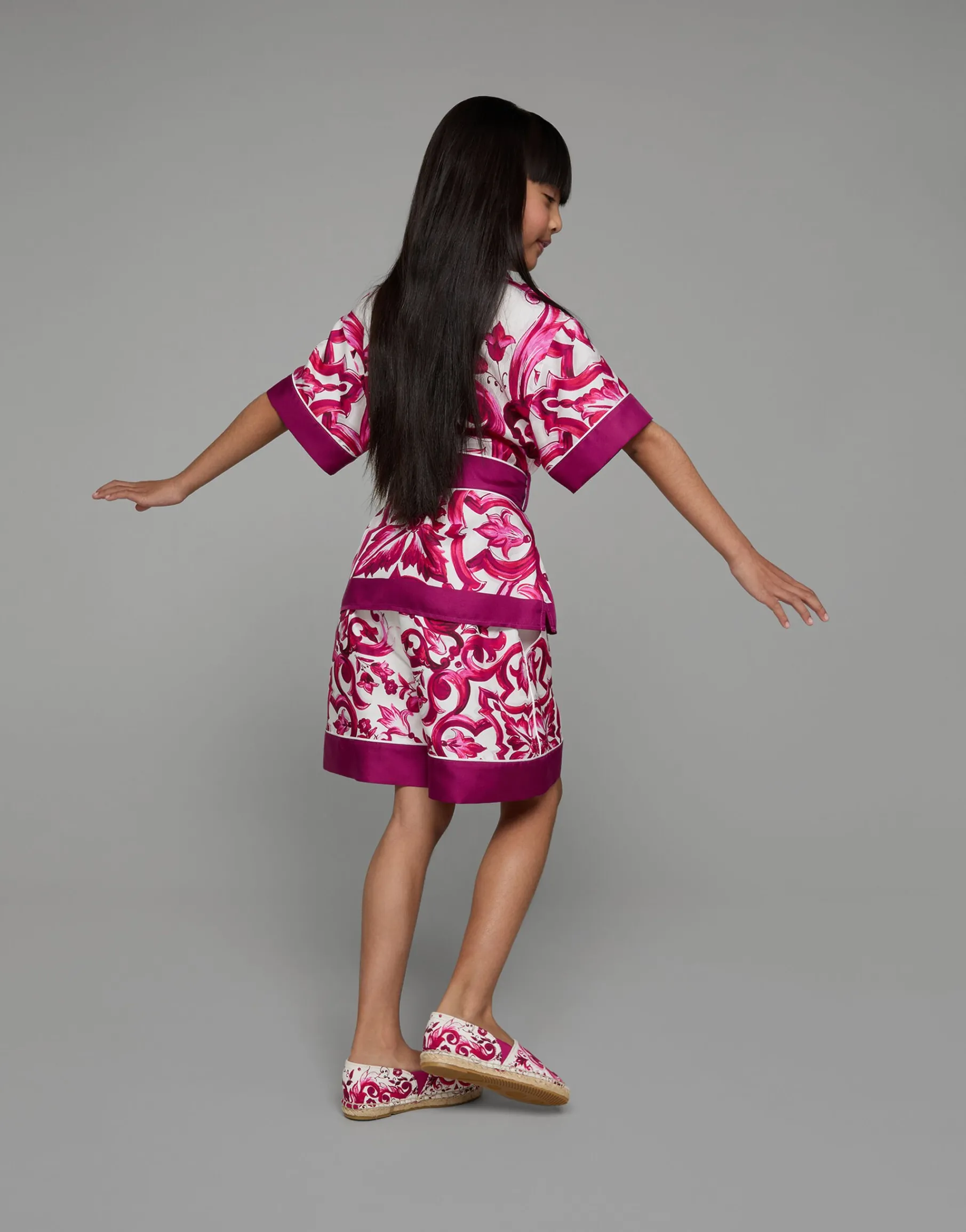 Majolica-print twill shorts