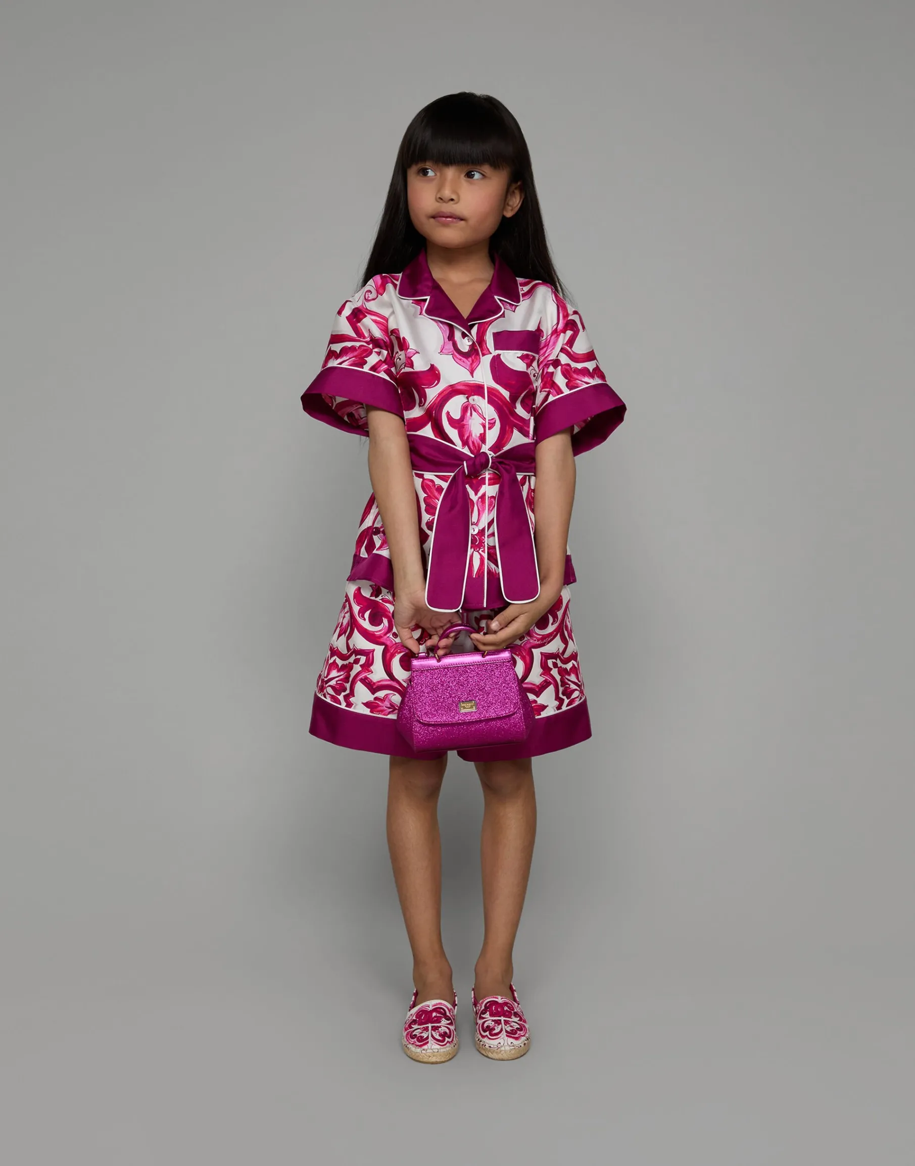 Majolica-print twill shorts