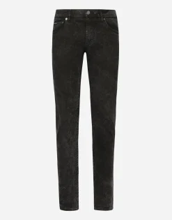 Marble-effect skinny stretch jeans