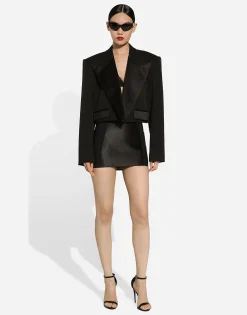 Marquisette and lace miniskirt with corset details
