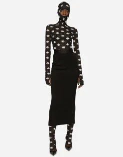 Marquisette jumpsuit with hood and logo print