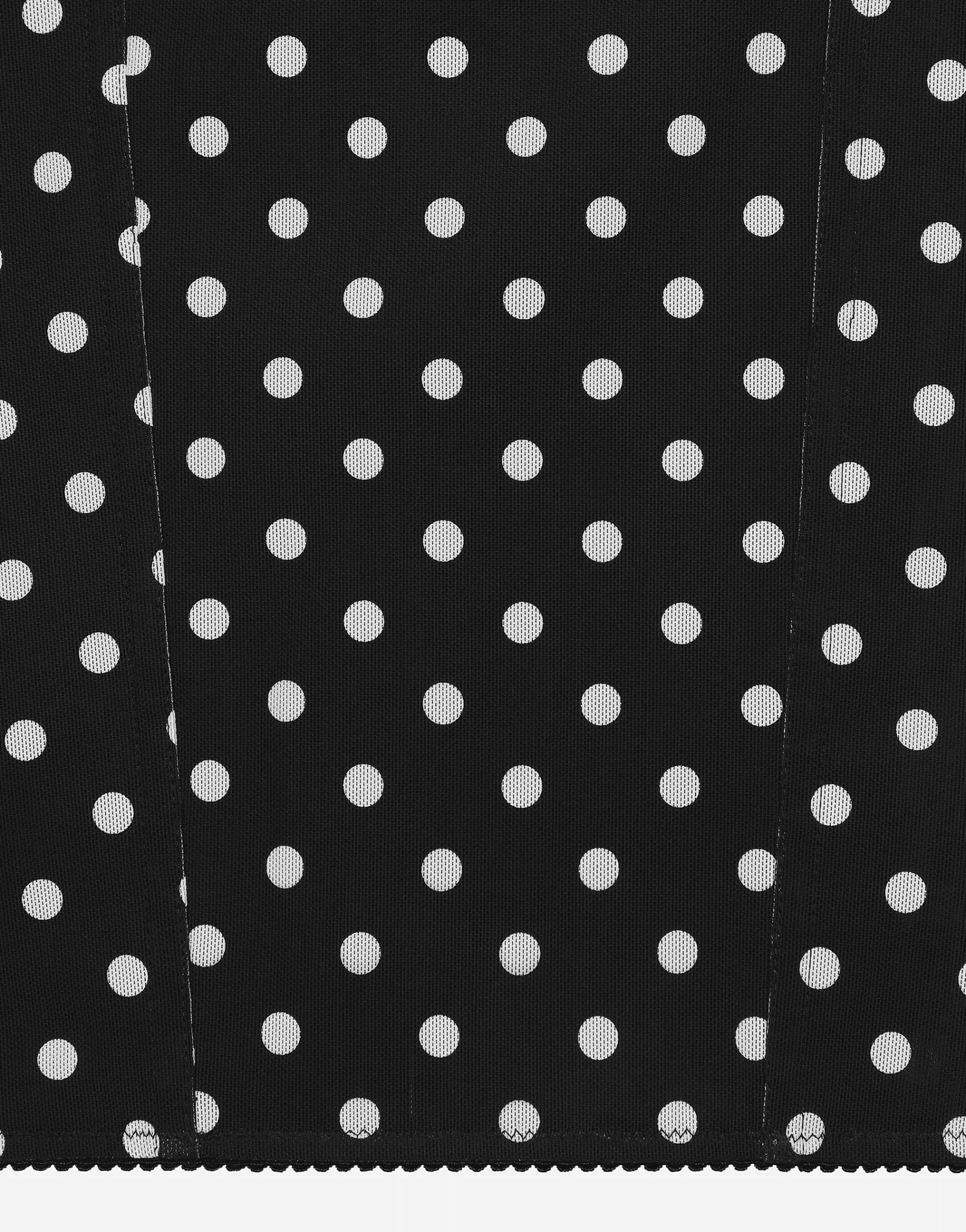 Marquisette pencil skirt with polka-dot print and corset details