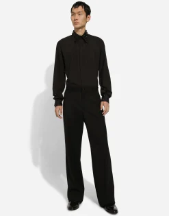 Martini-fit shirt with rhinestone embroidery