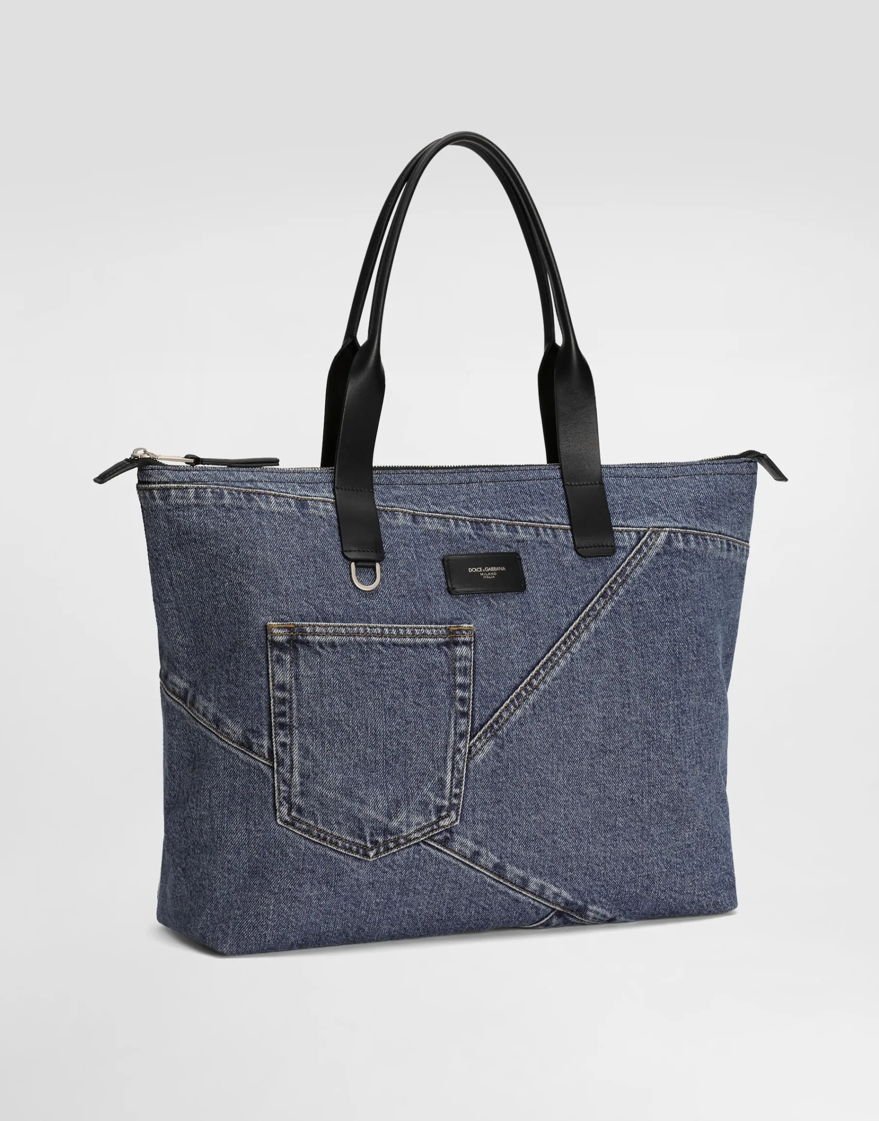 Medium shopper in patchwork denim