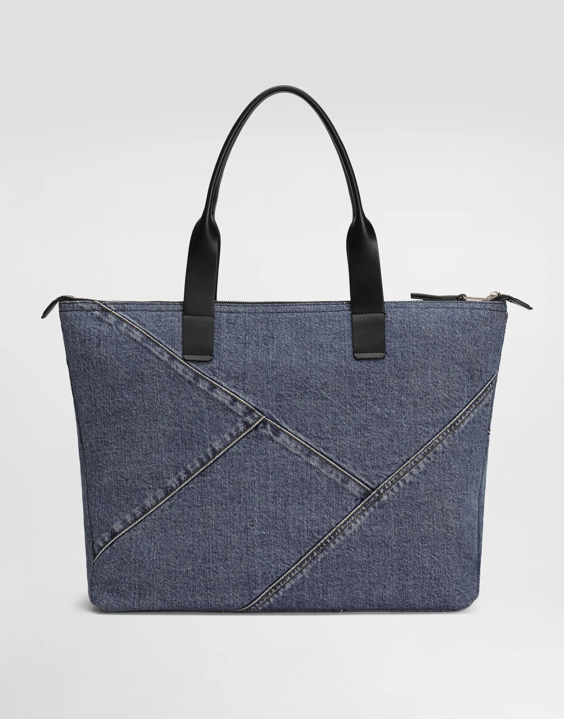 Medium shopper in patchwork denim
