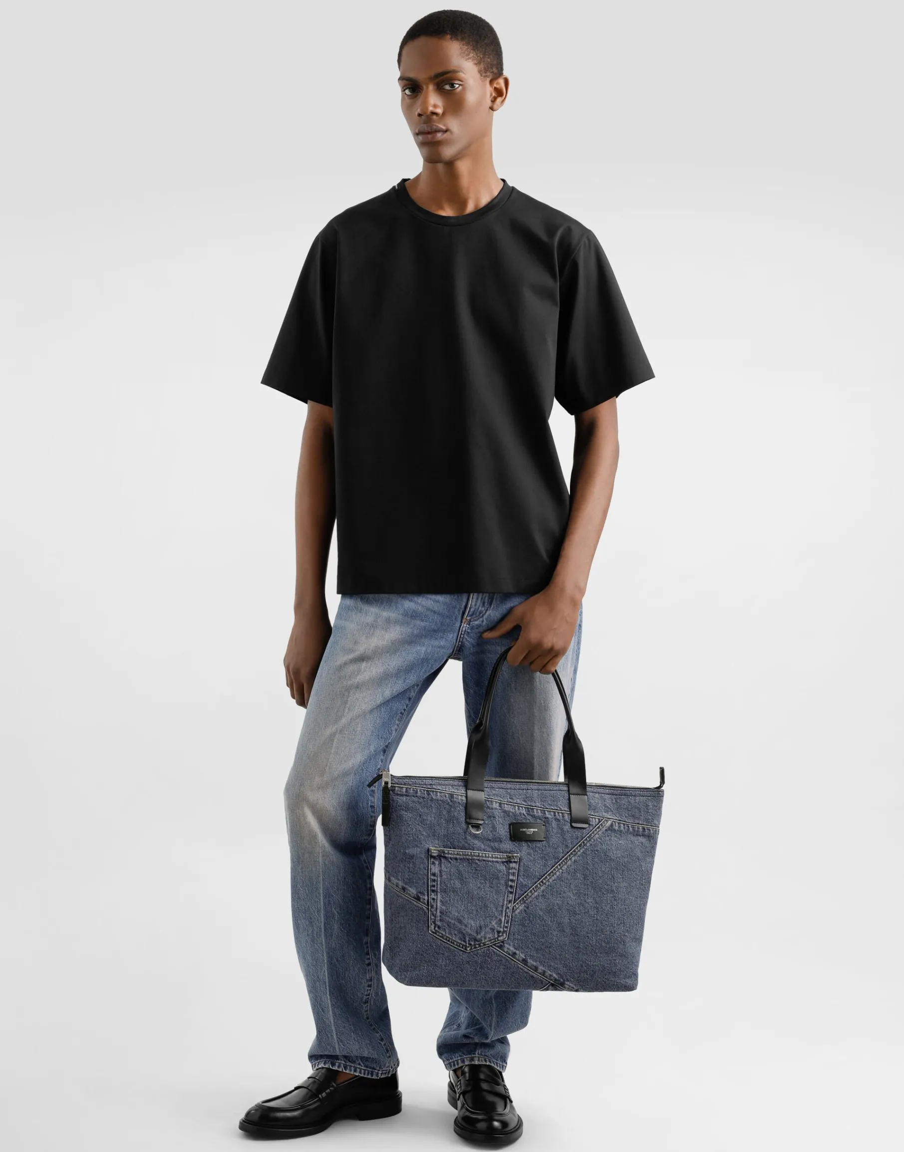 Medium shopper in patchwork denim
