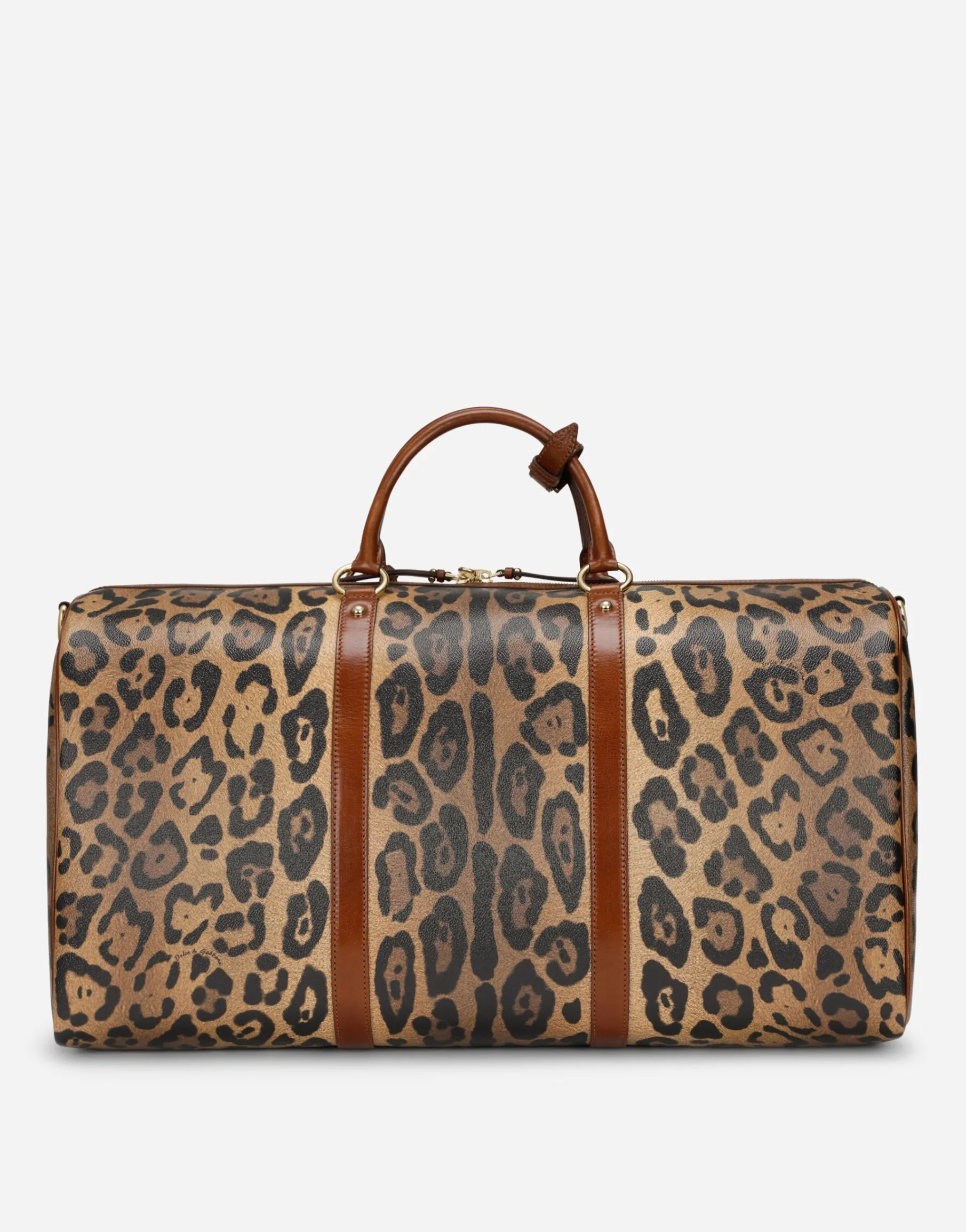 Medium travel bag in leopard-print Crespo with branded plate