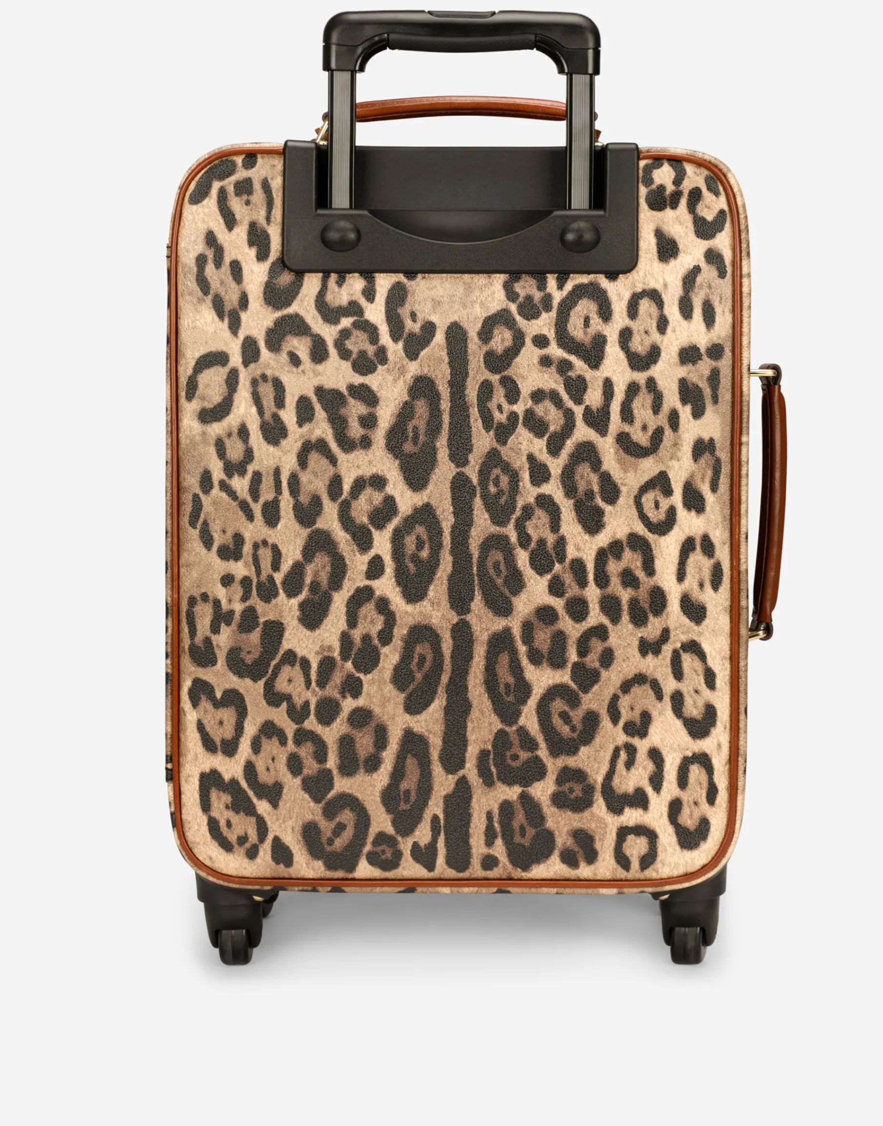 Medium trolley in leopard-print Crespo with branded plate