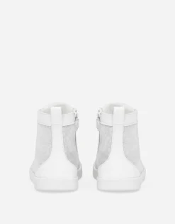 Mesh high-top sneakers with Dolce&Gabbana logo print