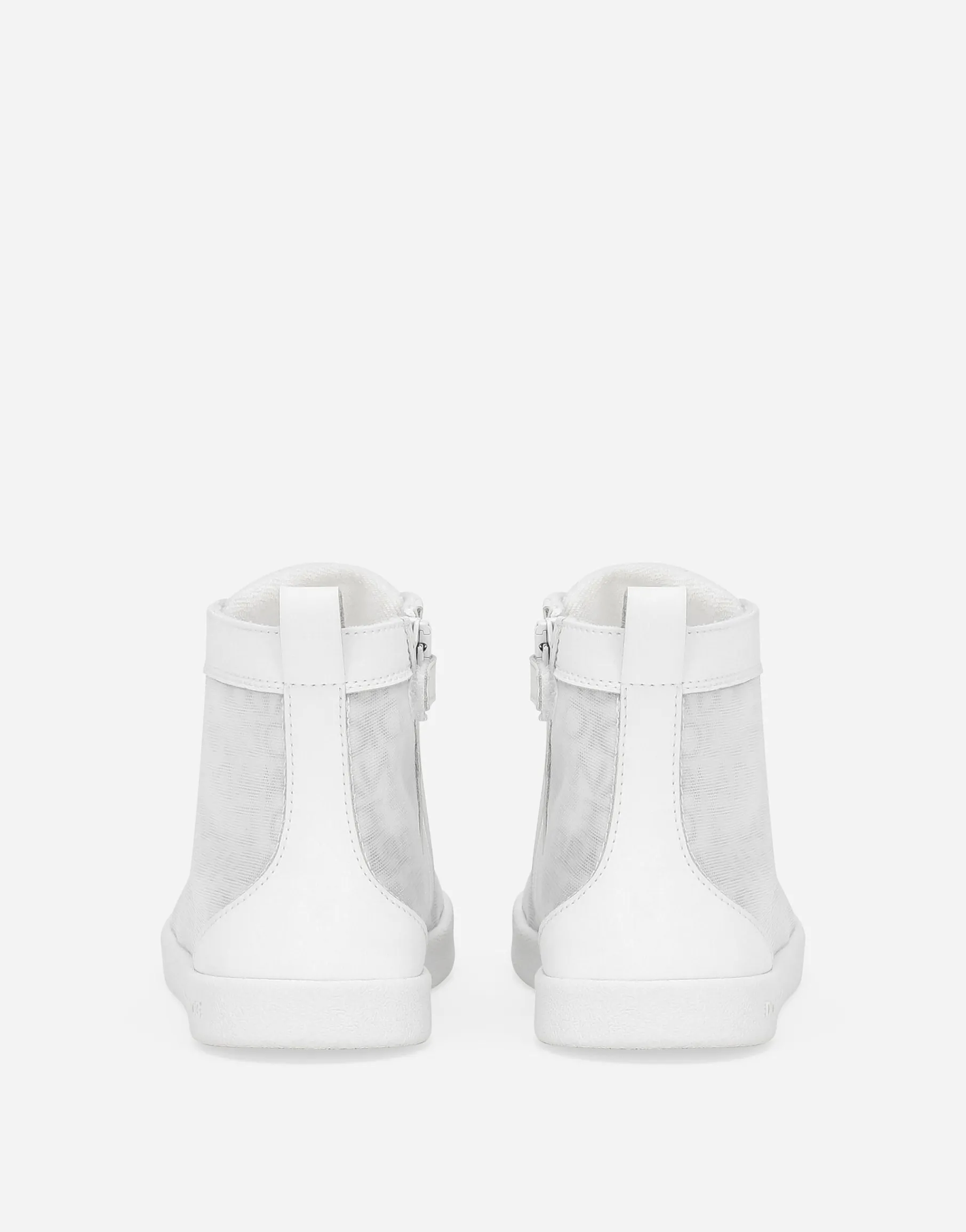 Mesh high-top sneakers with Dolce&Gabbana logo print